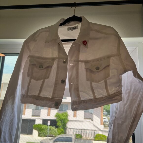 Solid & Striped x Re/Done Hollywood white cropped denim jean jacket Size S - Picture 3 of 11